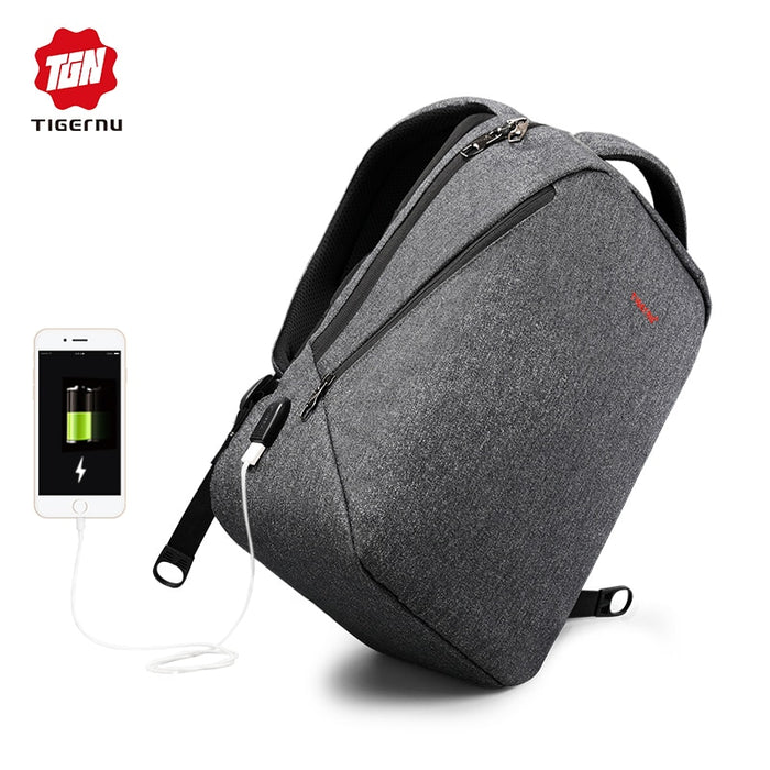 men Laptop backpack anti theft USB charge 14" 17"