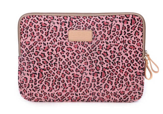 Leopard Print Laptop Sleeve Canvas Bag 10" 12" 13" 14" 15"